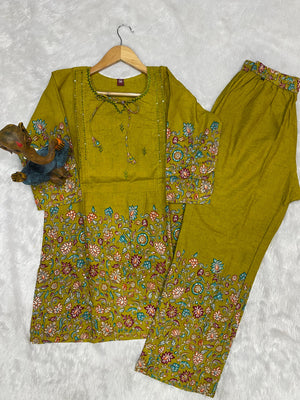 Pure Cotton Printed Co-Ords Set – Lemon Yellow
