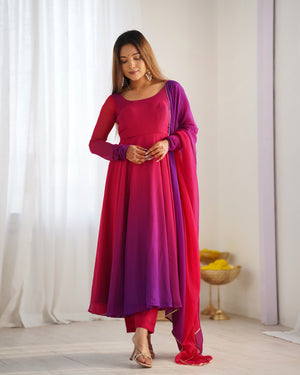 Georgette Designer Anarkali Set – Dark Pink