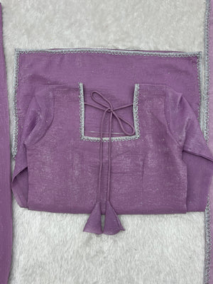 Crunchy Silk Embroidered Farshi Salwar Set – Purple