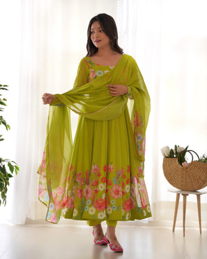 Organza Silk Printed Anarkali Set – Liril