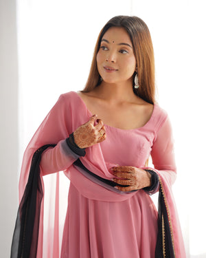 Georgette Designer Anarkali Set – Light Pink