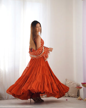 Georgette Embroidered Anarkali Set – Orange