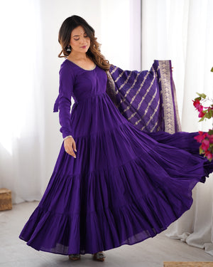 Roman Chanderi Silk Embroidered Anarkali Set – Blue