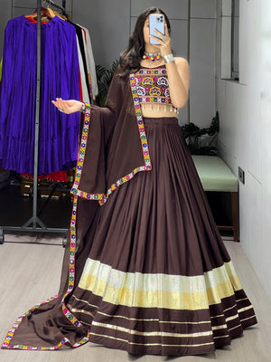 Navratri Brown Chocolate Lehenga Set
