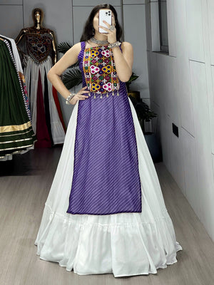Navratri Purple Kurti Lehenga Set