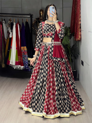 Navratri Black Satira Lehenga Set