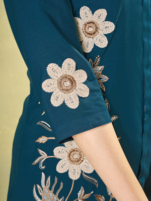 Heavy Rayon Embroidered Co-Ords Set – Morpich Blue