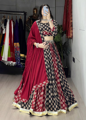 Navratri Black Satira Lehenga Set