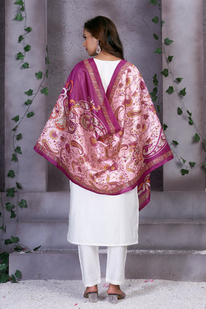 Premium Marina Silk Embroidered Straight Kurti Set – White