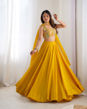 Georgette Designer Lehenga Set – Yellow