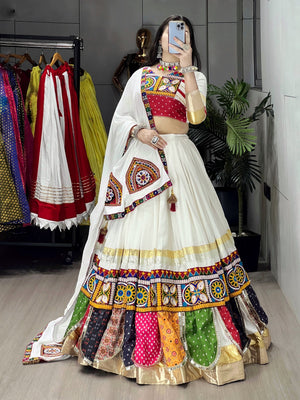 Navratri White Sitara Lehenga Set