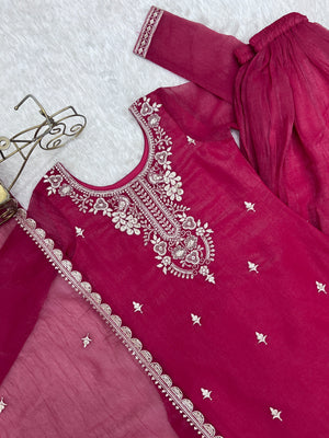 Crunchy Silk Embroidered Sharara Set – Dark Rani