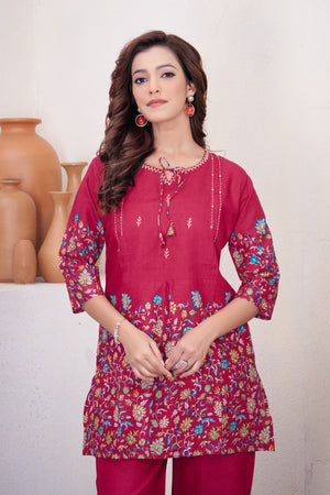 Pure Cotton Printed Co-Ords Set – Pink