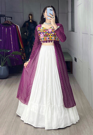 Navratri Wine Kurti Lehenga Set