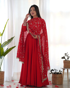 Georgette Embroidered Gown Set – Orange