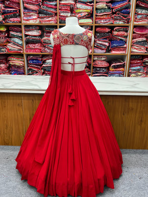 Georgette Designer Lehenga Set – Red