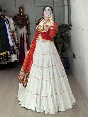 Navratri White Bandhani Lehenga Set
