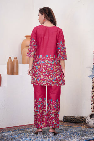 Pure Cotton Printed Co-Ords Set – Pink