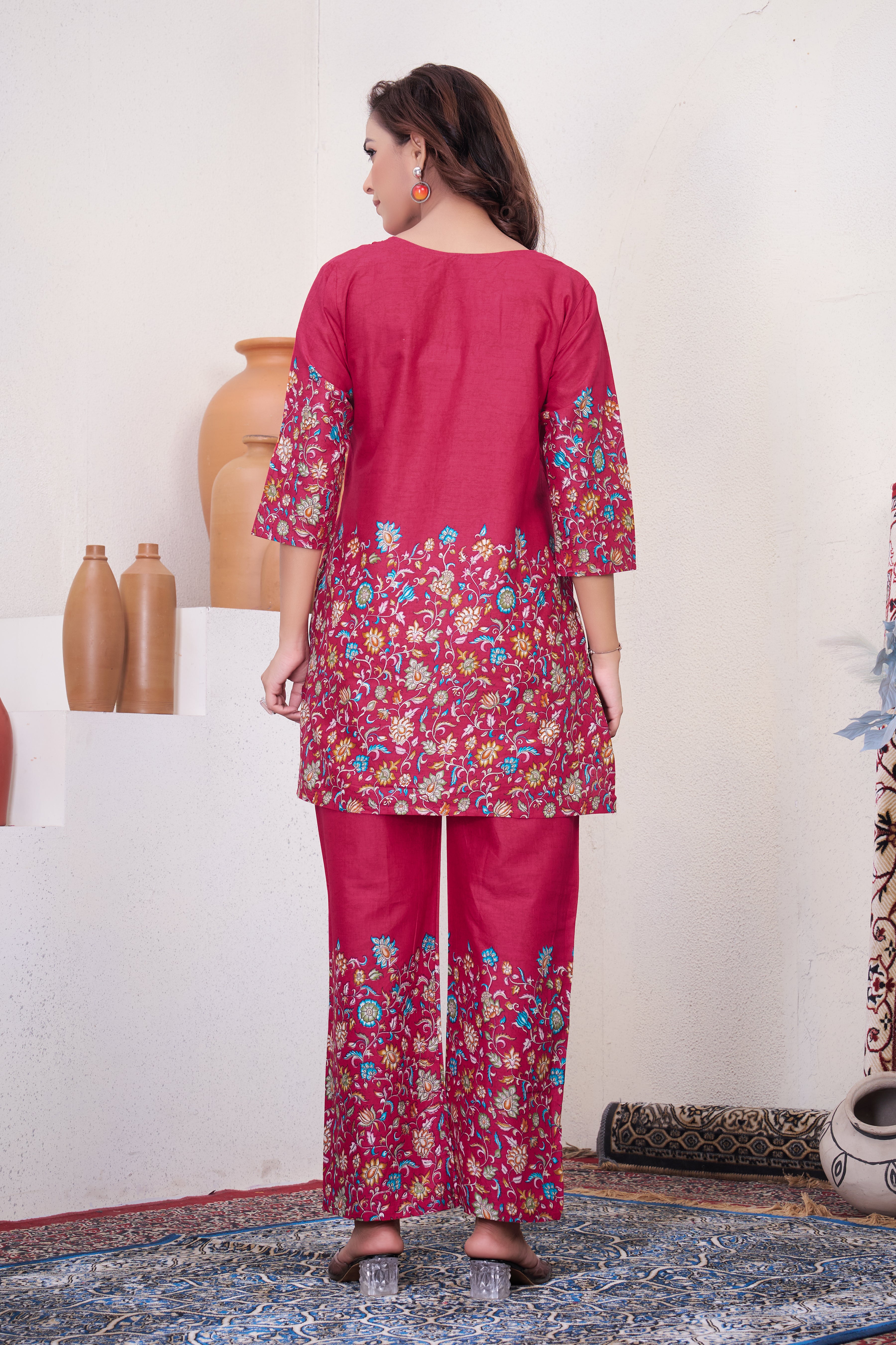 Pure Cotton Printed Co-Ords Set – Pink