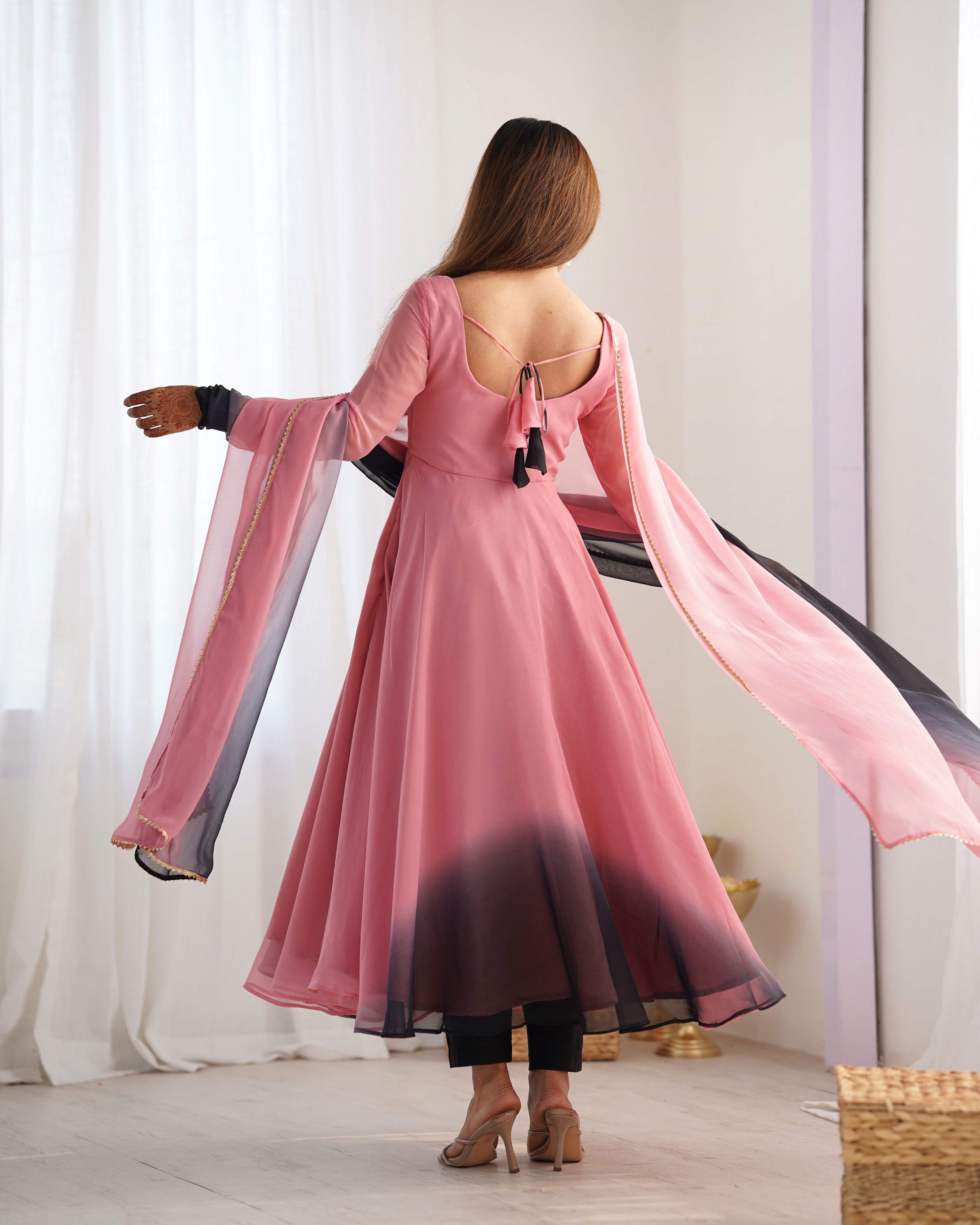 Georgette Designer Anarkali Set – Light Pink