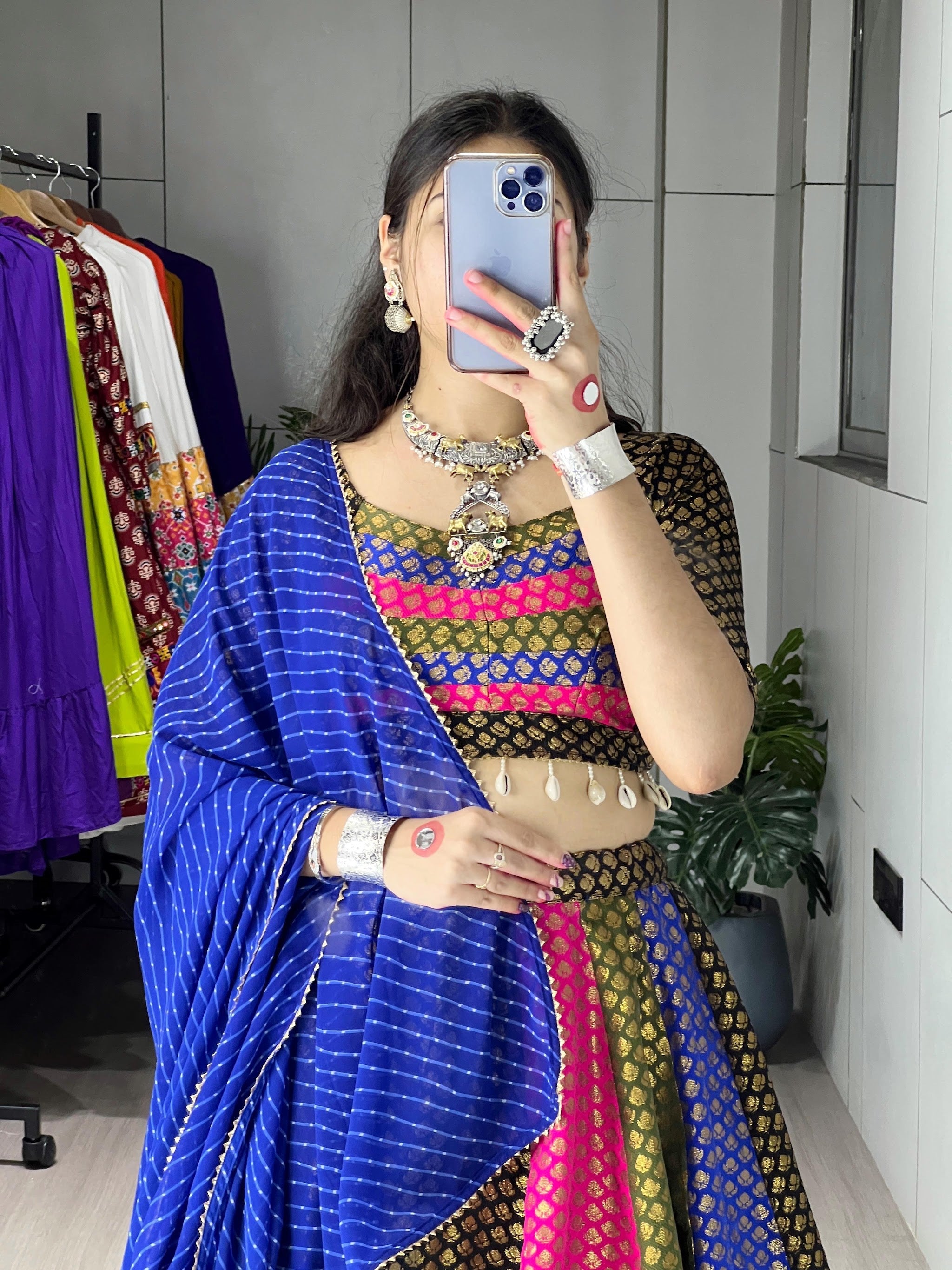Navratri Kali Jacquard Lehenga Set