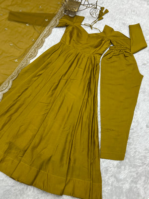 Roman Chanderi Silk Embroidered Anarkali Set – Musterd