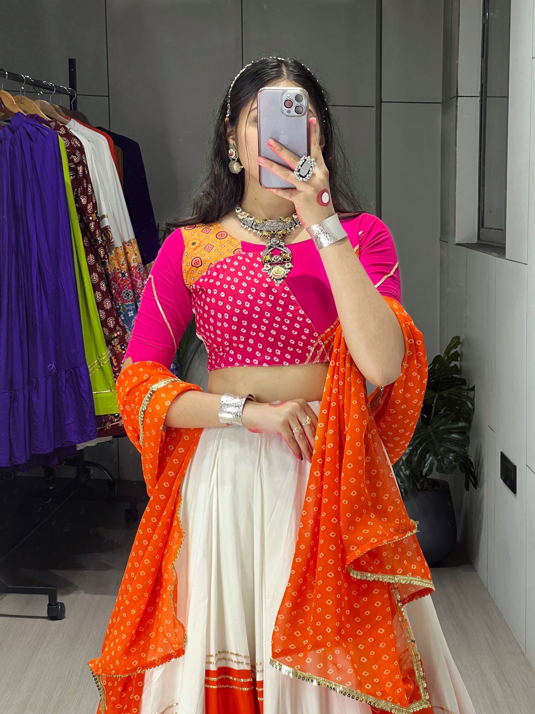 Navratri Orange Gulaboo Lehenga Set