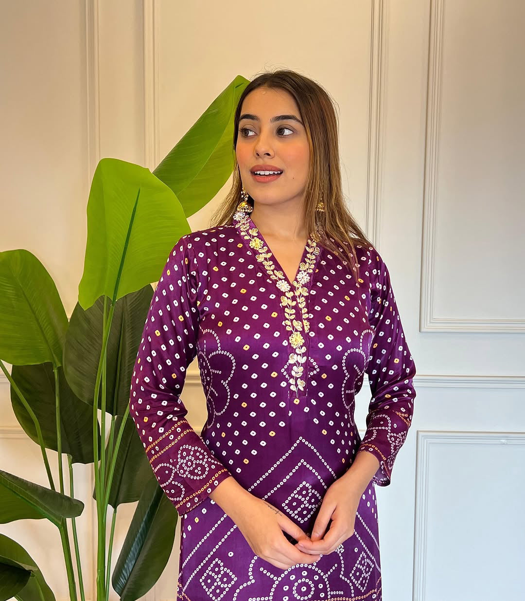 Viscose Embroidered Kurta Pant Dupatta Set – Purple