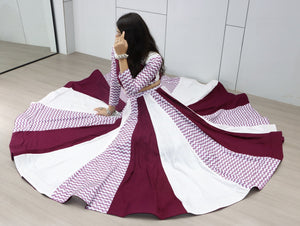 Navratri Wine White Jogni Lehenga Set