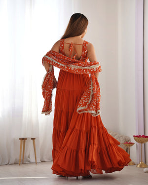 Georgette Embroidered Anarkali Set – Orange