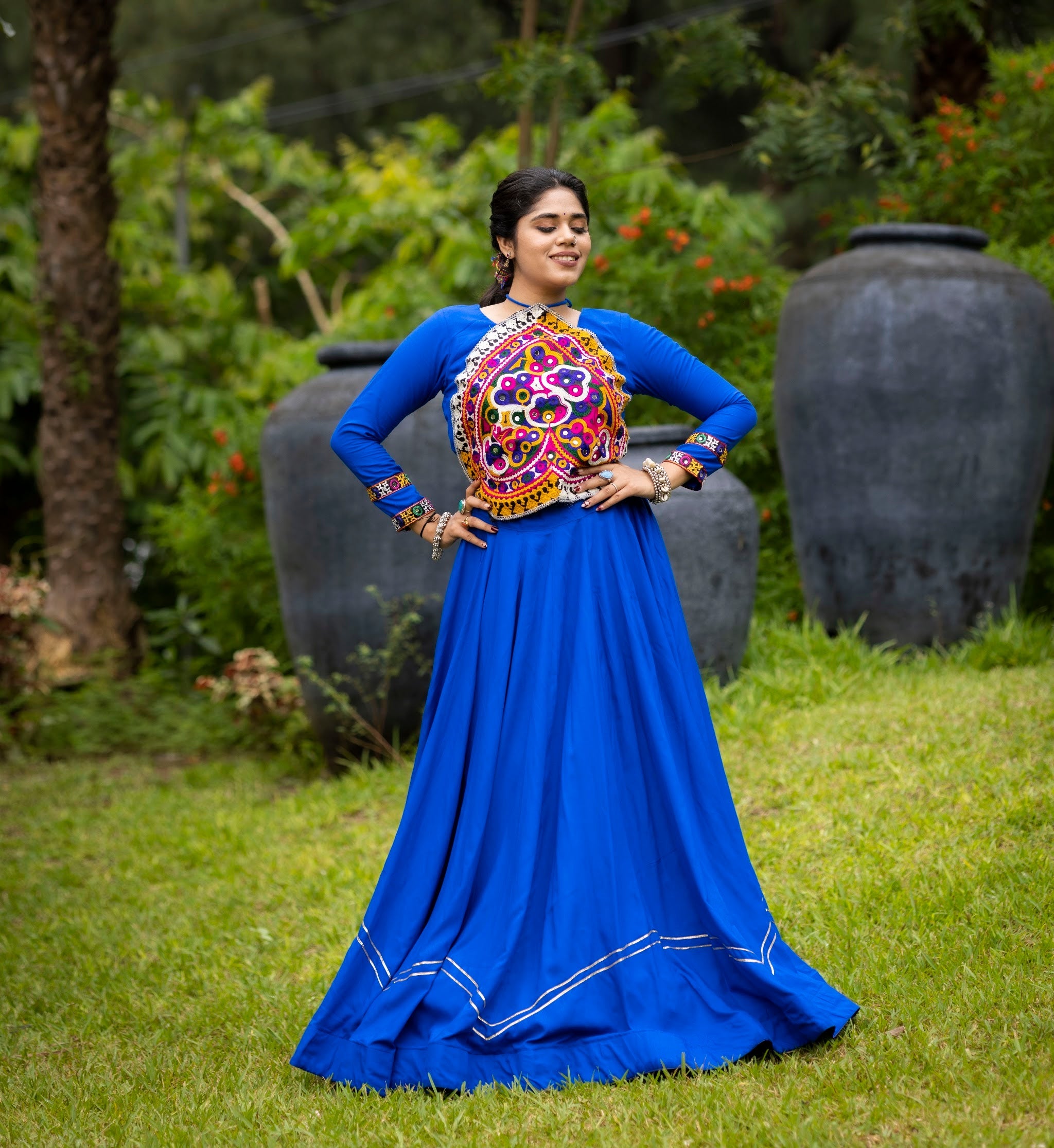 Navratri Royal Blue Star Lehenga Set