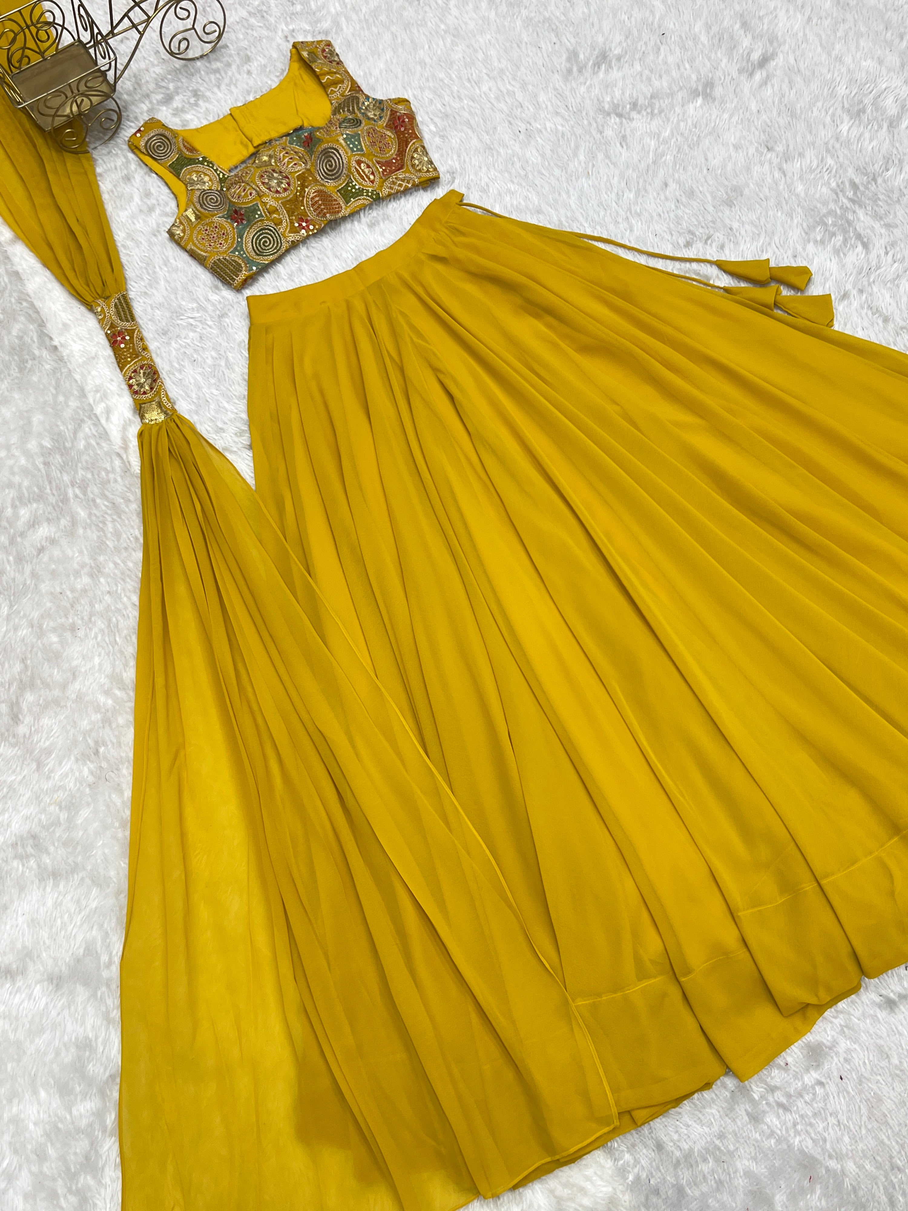 Georgette Designer Lehenga Set – Yellow