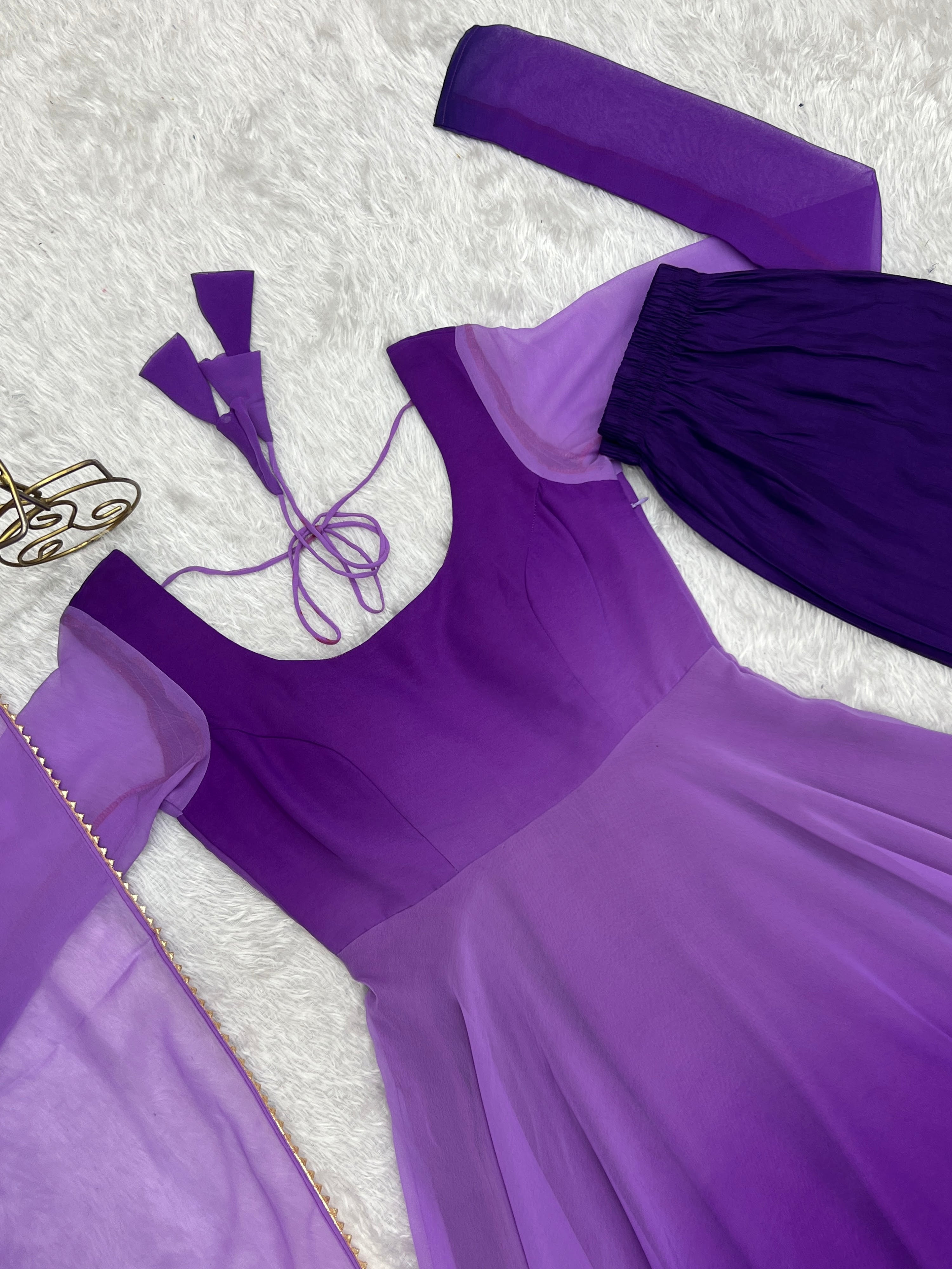 Georgette Designer Anarkali Set – Purple