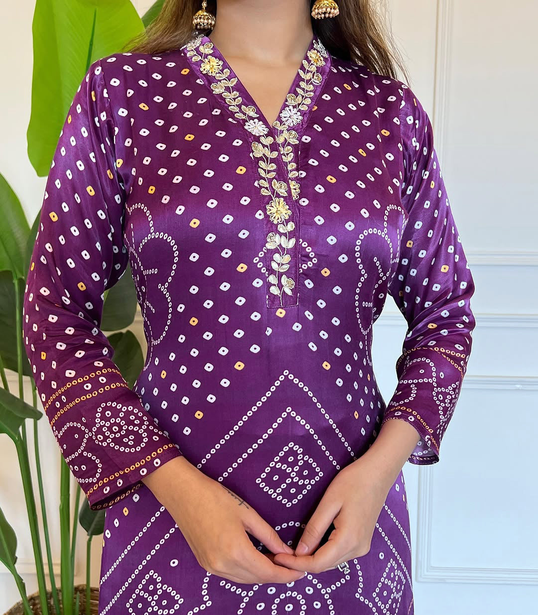 Viscose Embroidered Kurta Pant Dupatta Set – Purple