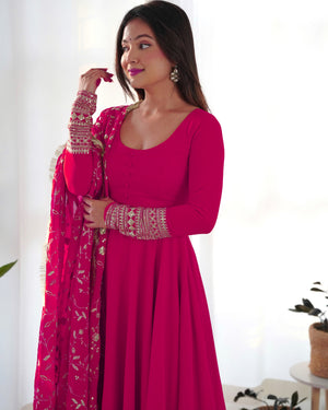 Georgette Embroidered Gown Set – Rani