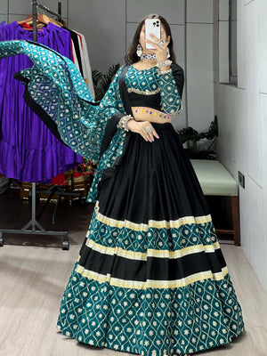 Navratri Black Heavy Embroidery Lehenga Set