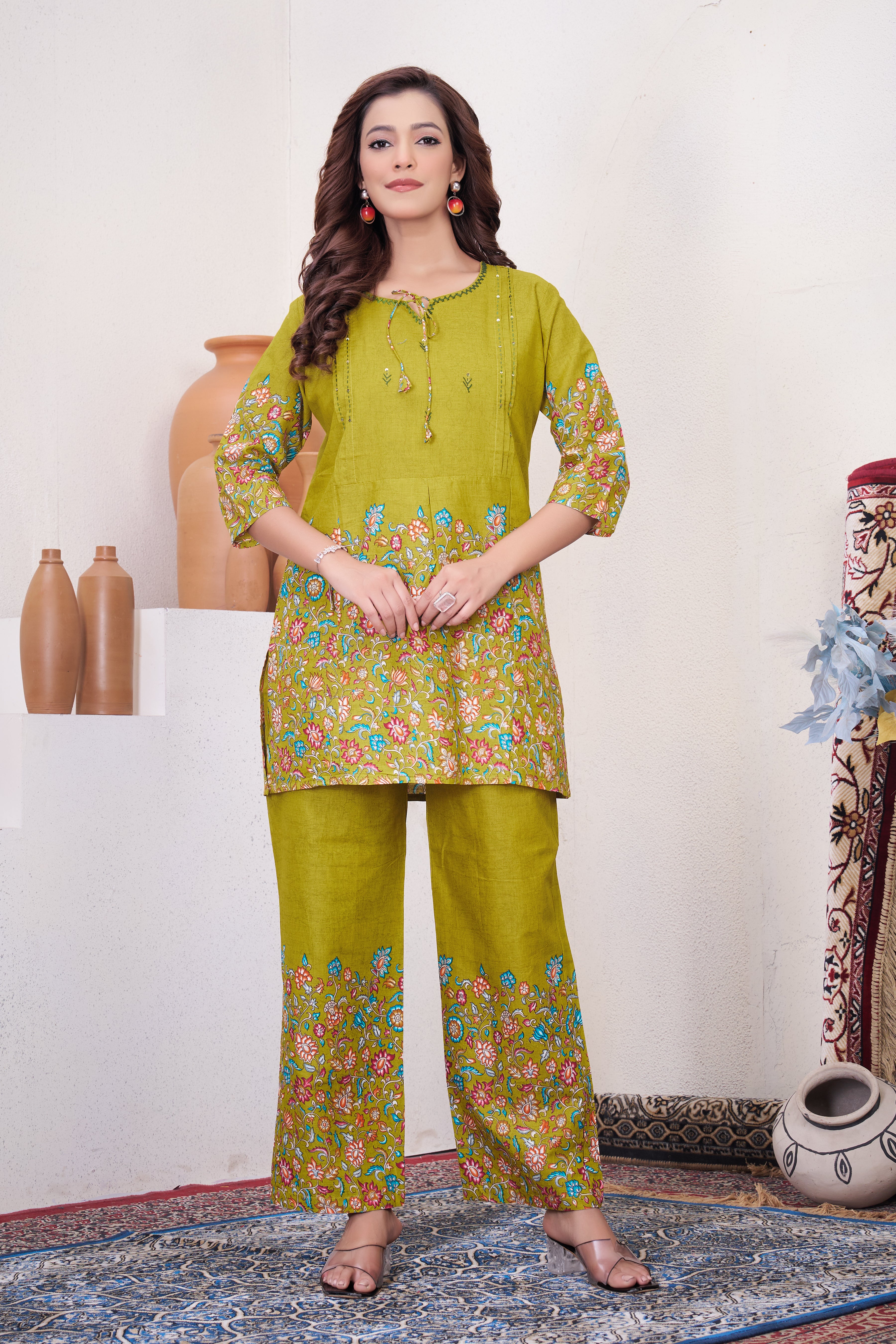 Pure Cotton Printed Co-Ords Set – Lemon Yellow