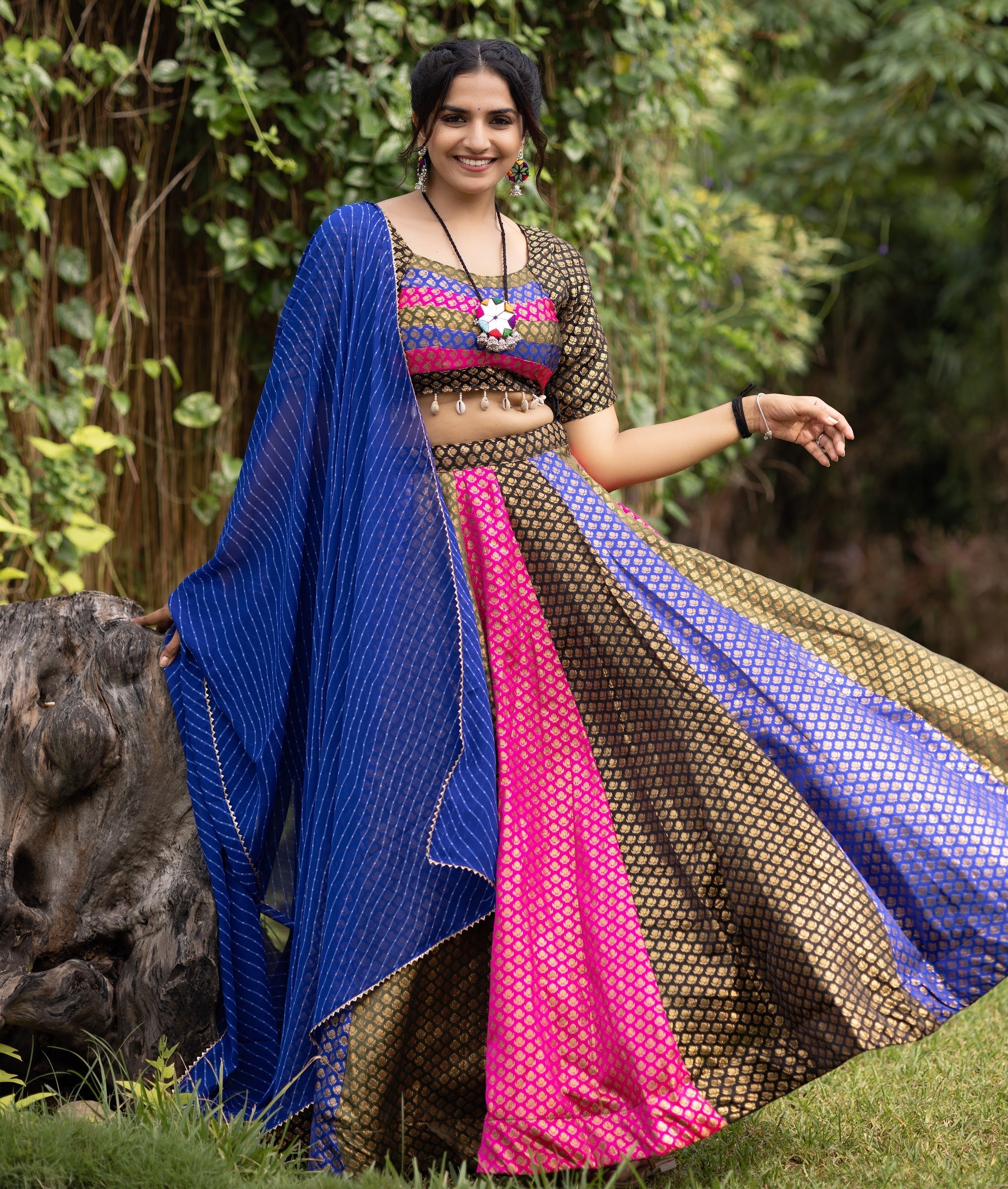 Navratri Kali Jacquard Lehenga Set