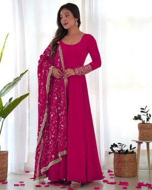 Georgette Embroidered Gown Set – Rani