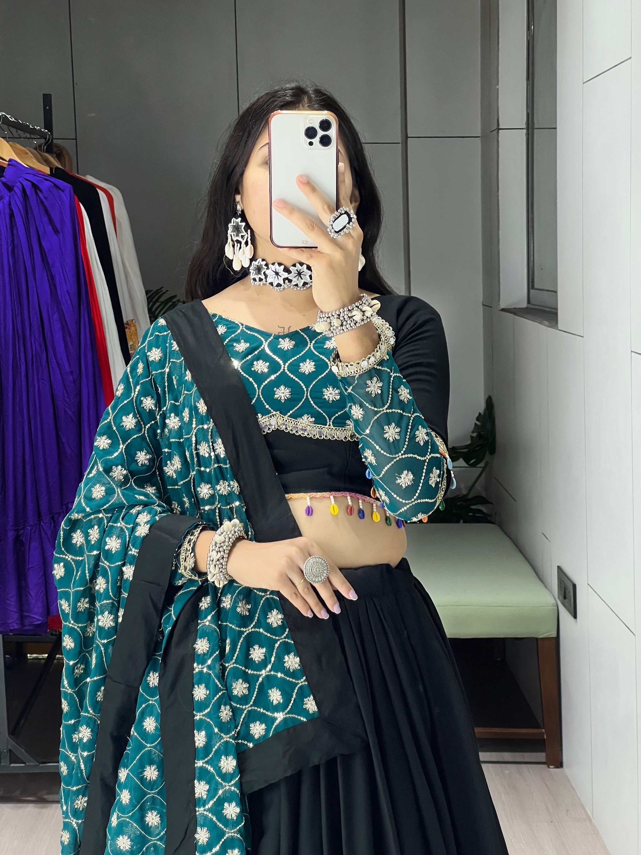 Navratri Black Heavy Embroidery Lehenga Set