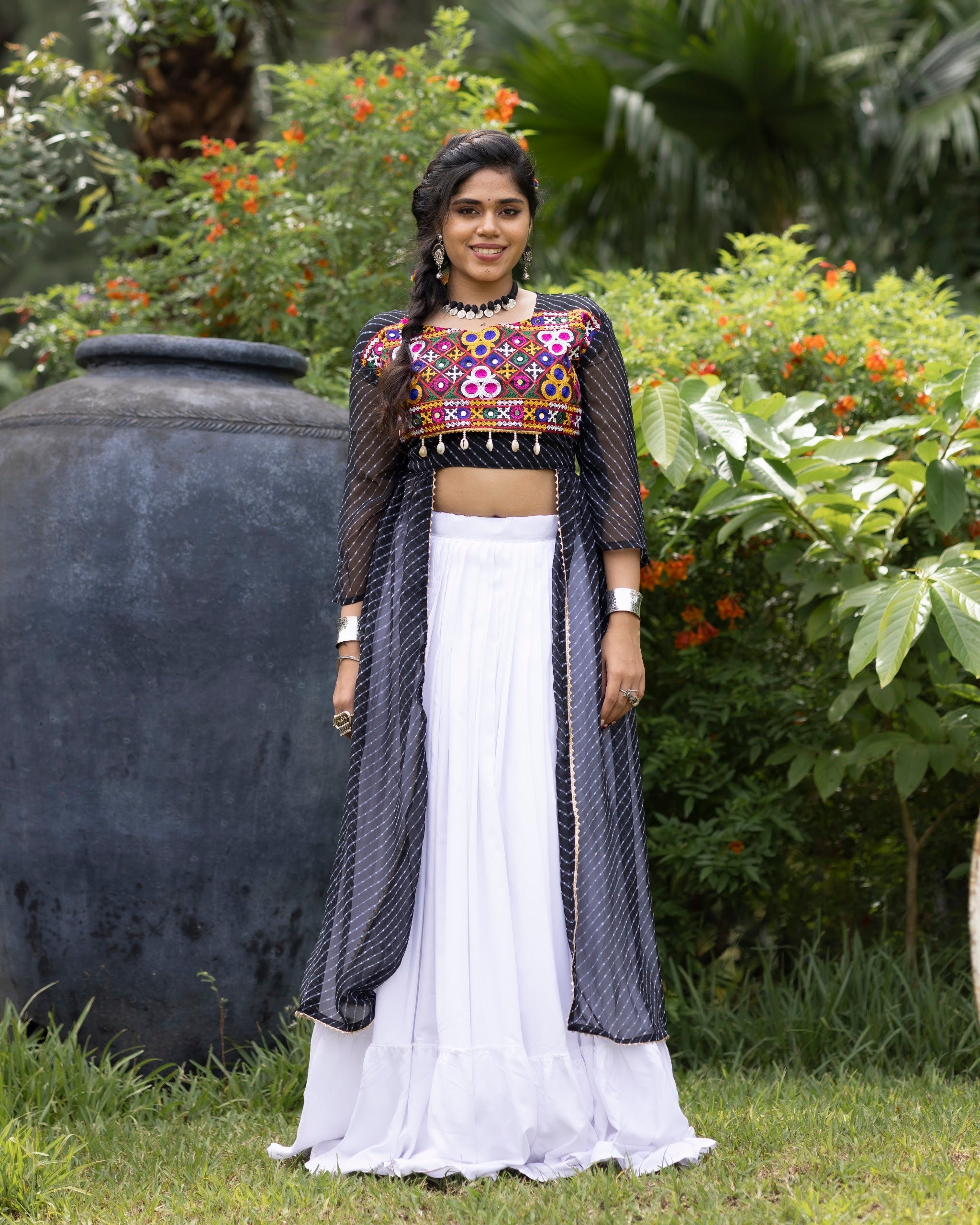 Navratri Black Kurti Lehenga Set