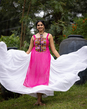 Navratri Rani Pink Kurti Lehenga Set