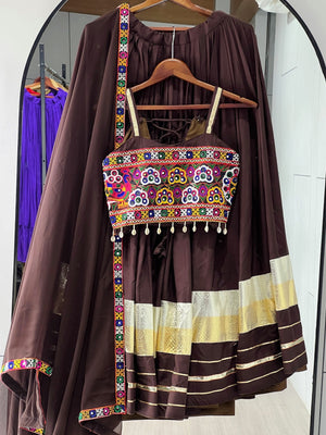 Navratri Brown Chocolate Lehenga Set