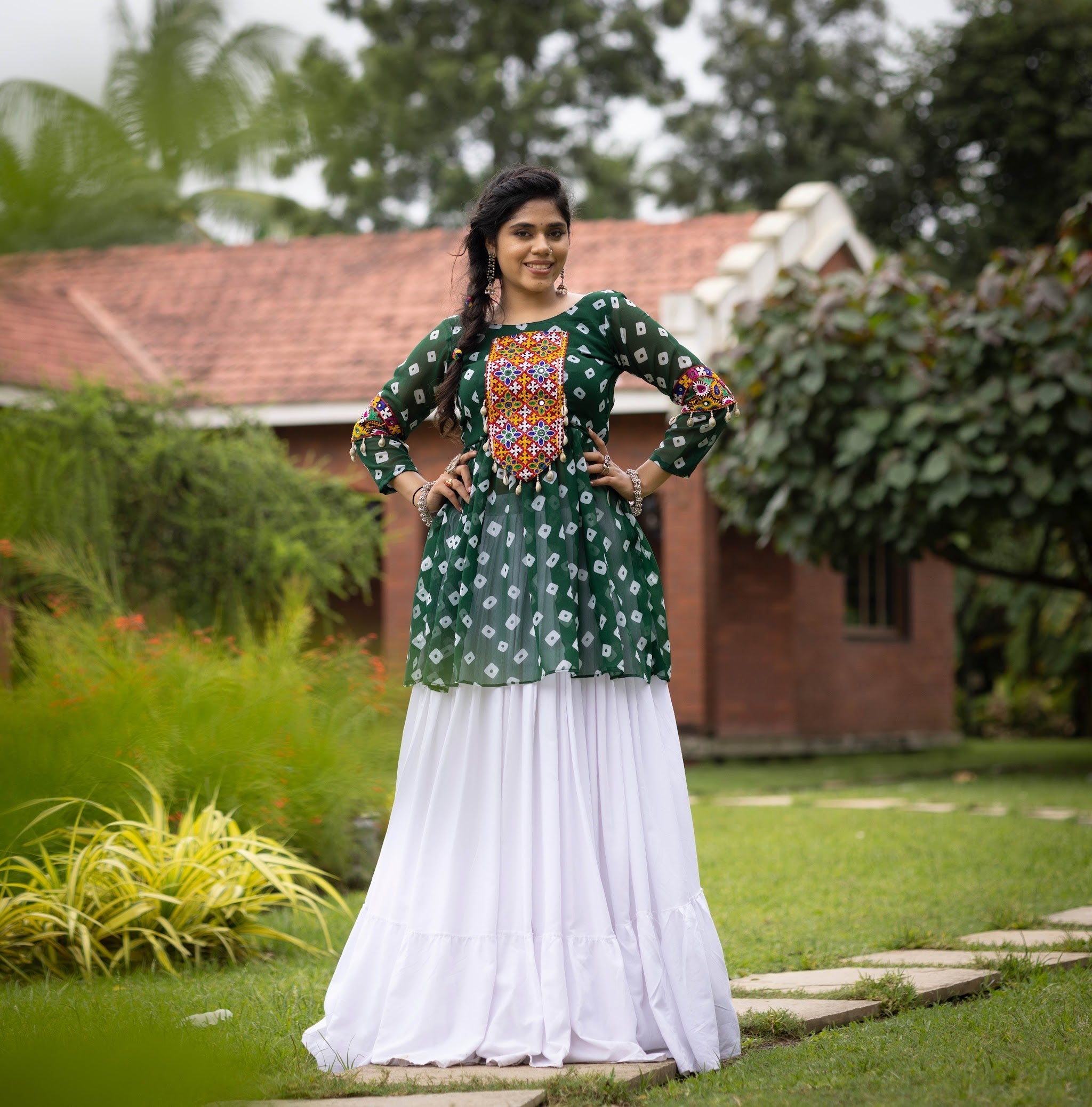Navratri Green Megha Lehenga Set