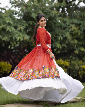 Navratri White Bandhani Lehenga Set