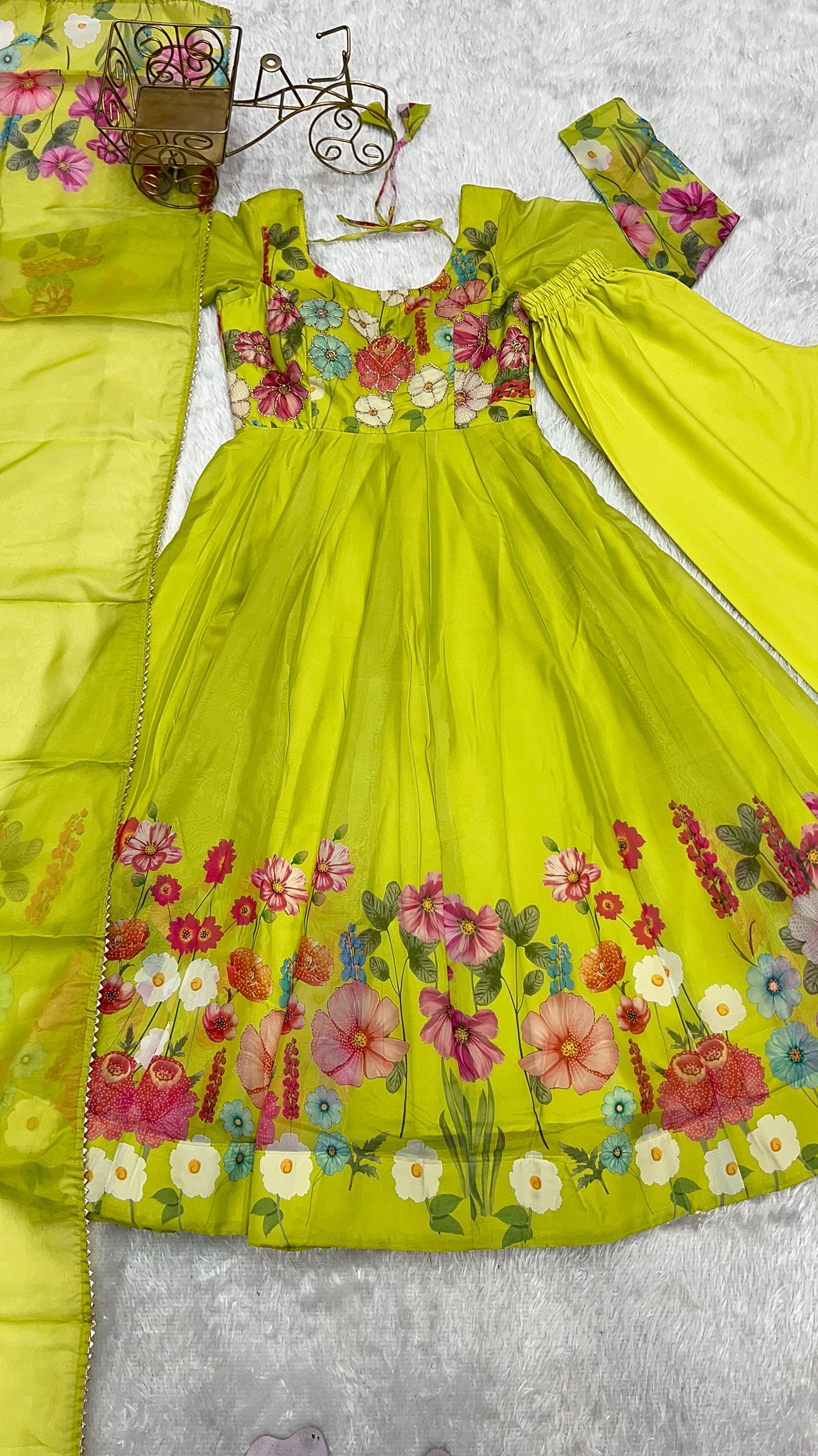 Organza Silk Printed Anarkali Set – Liril