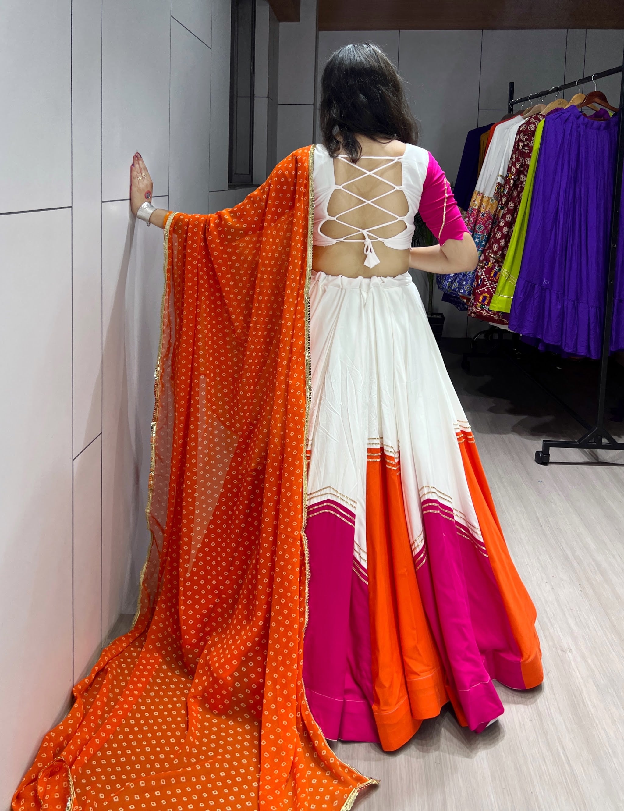 Navratri Orange Gulaboo Lehenga Set