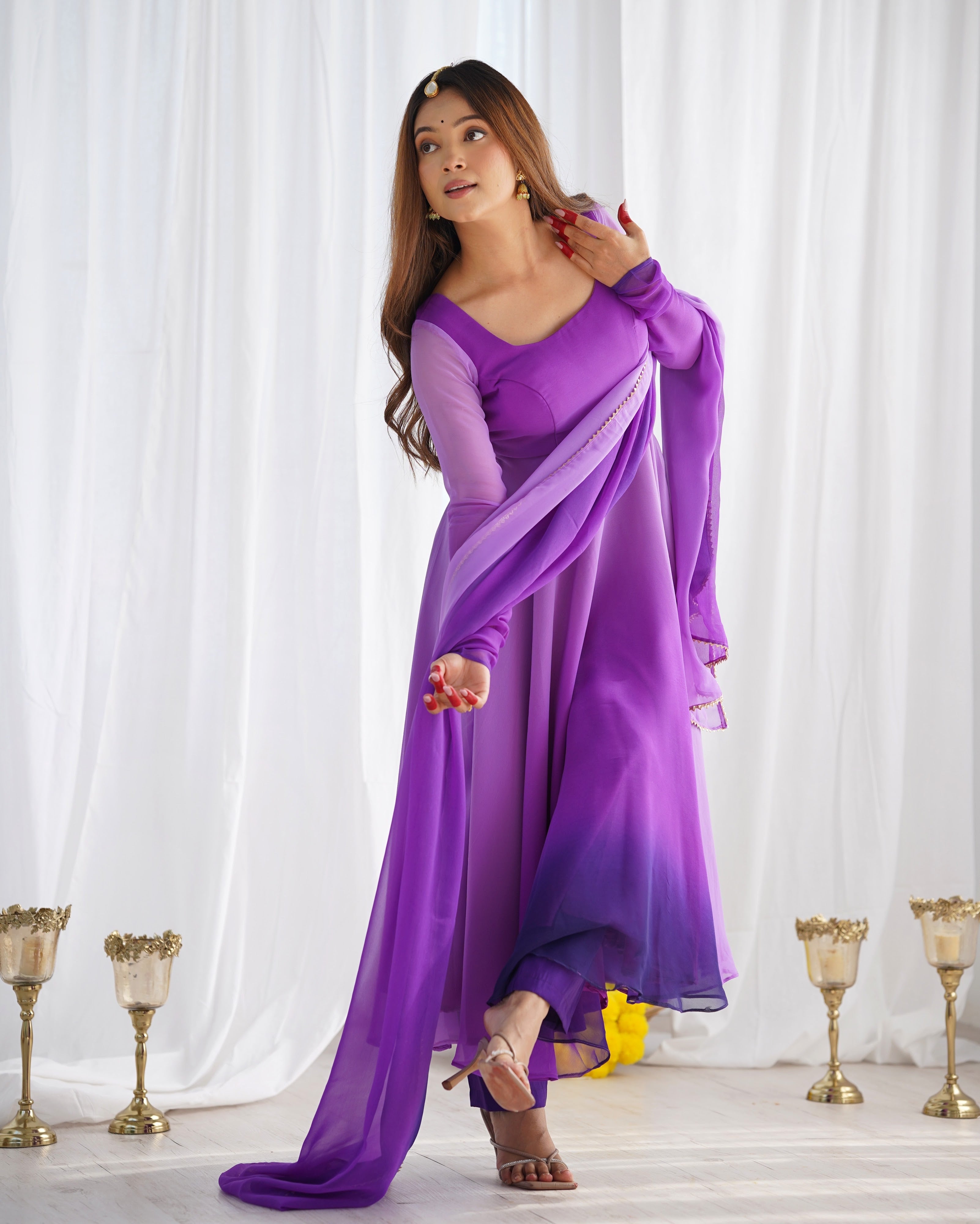 Georgette Designer Anarkali Set – Purple