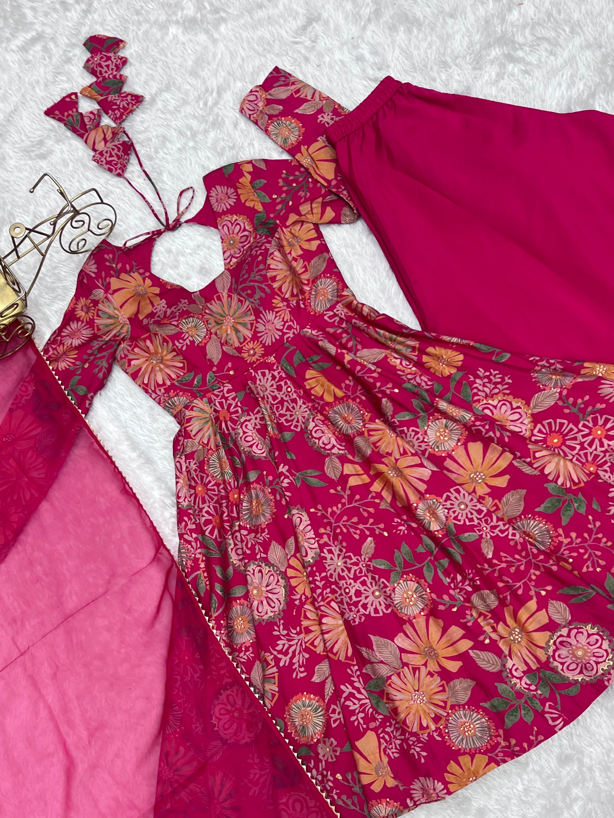 Roman Chanderi Silk Printed Kurta-Palazzo Set – Pink
