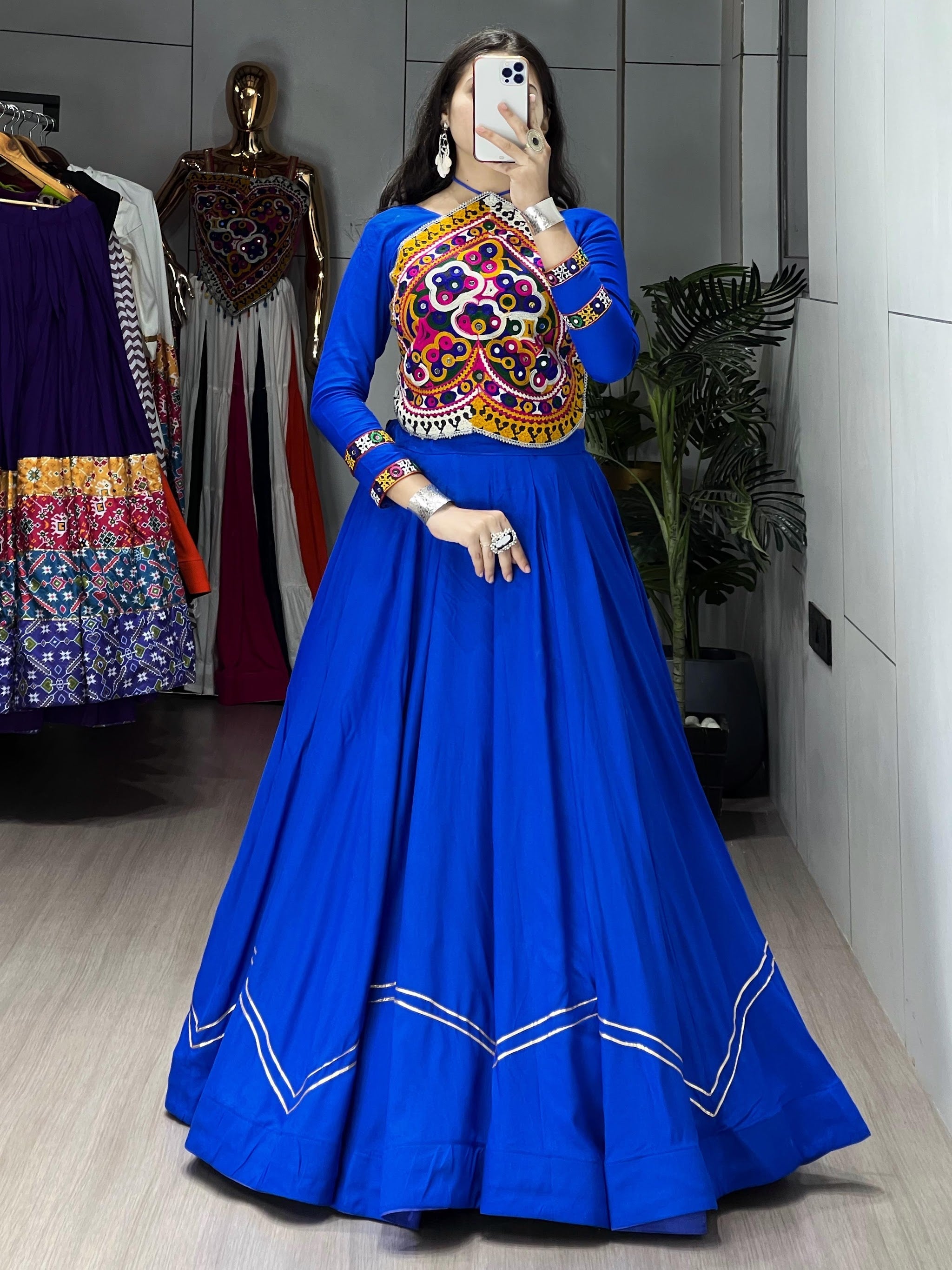 Navratri Royal Blue Star Lehenga Set